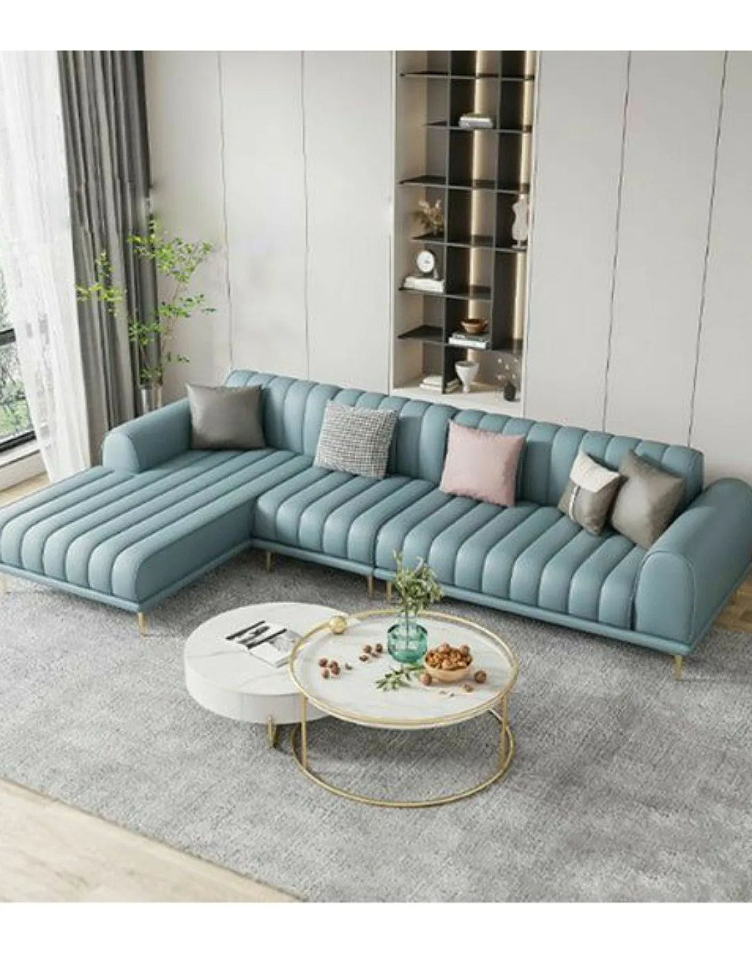 Baguette simple L shaped sofa