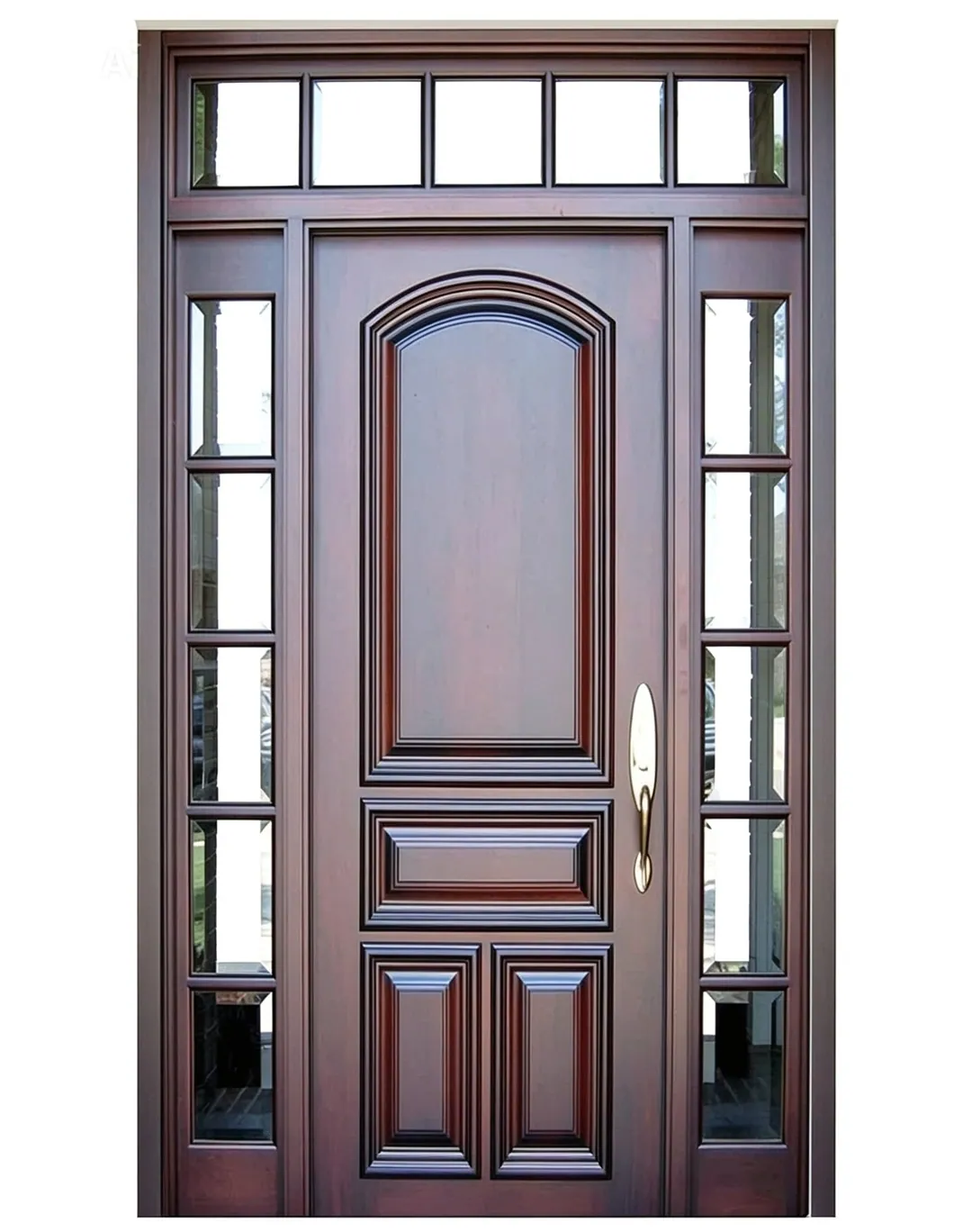 Solid Wood Door with Glass Flames - Glass Panel Inserts for Natural Light & Elegance