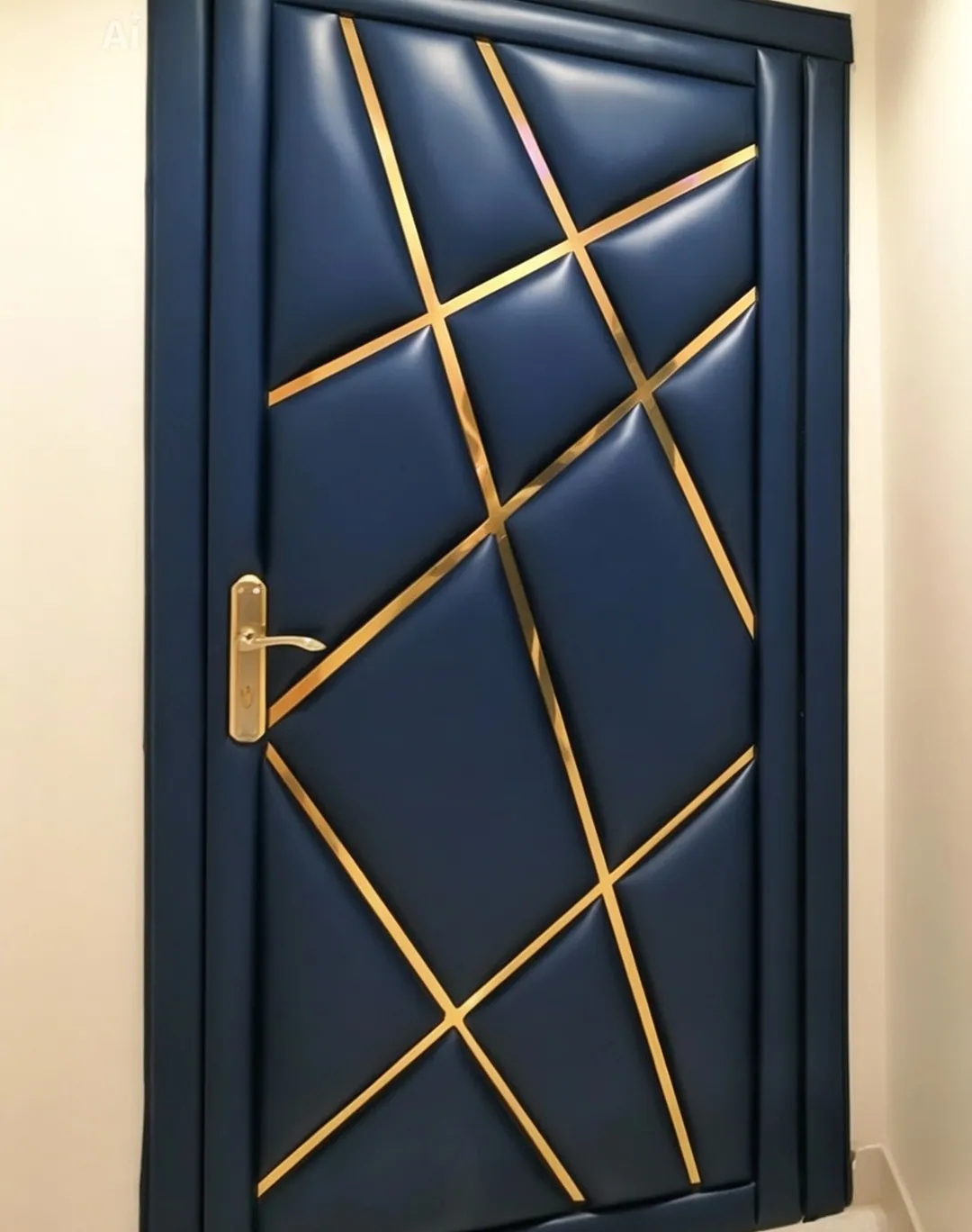 Solid Wood Door with Upholstered Design - Sponge Cushioned & Fabric or Leather Finish
