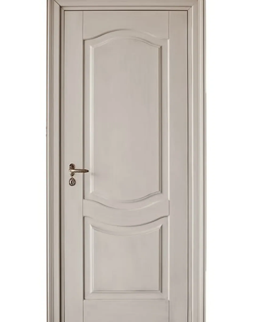 Wooden Solid Door with Oval Face - Elegant Oval Panel Design for Living Room & Main Entrance